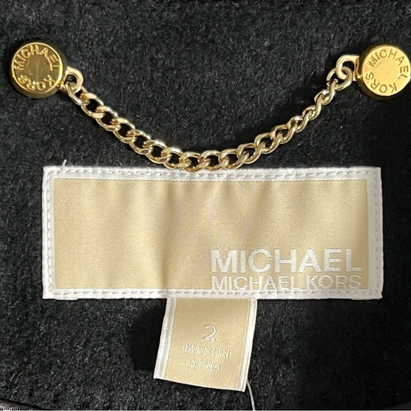 MICHAEL Michael Kors Wool Blend Black Double Breasted Coat w/Sequin Coll… - Picture 10 of 16